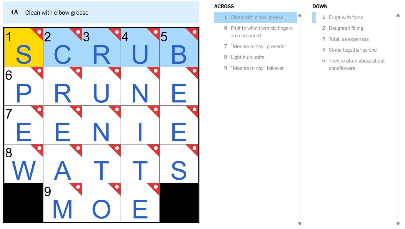 NYT Mini Crossword July 2 2025 What Is Fruit To Which Wrinkly Fingers Are Compared Answer H2S Media