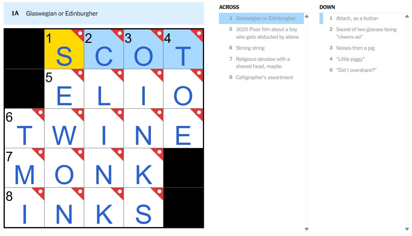 NYT Mini Crossword July 3 2025 What Is Glaswegian Or Edinburgher Answer H2S Media NYT Mini Crossword July 3 2025 What Is Glaswegian Or Edinburgher Answer H2S Media