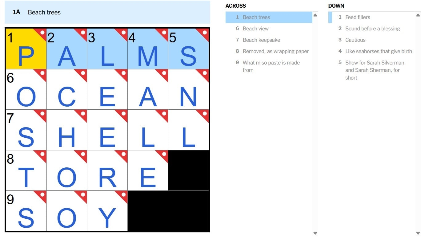 NYT Mini Crossword June 27 2025 What Are Beach Trees Answer NYT Mini Crossword June 27 2025 What Are Beach Trees Answer