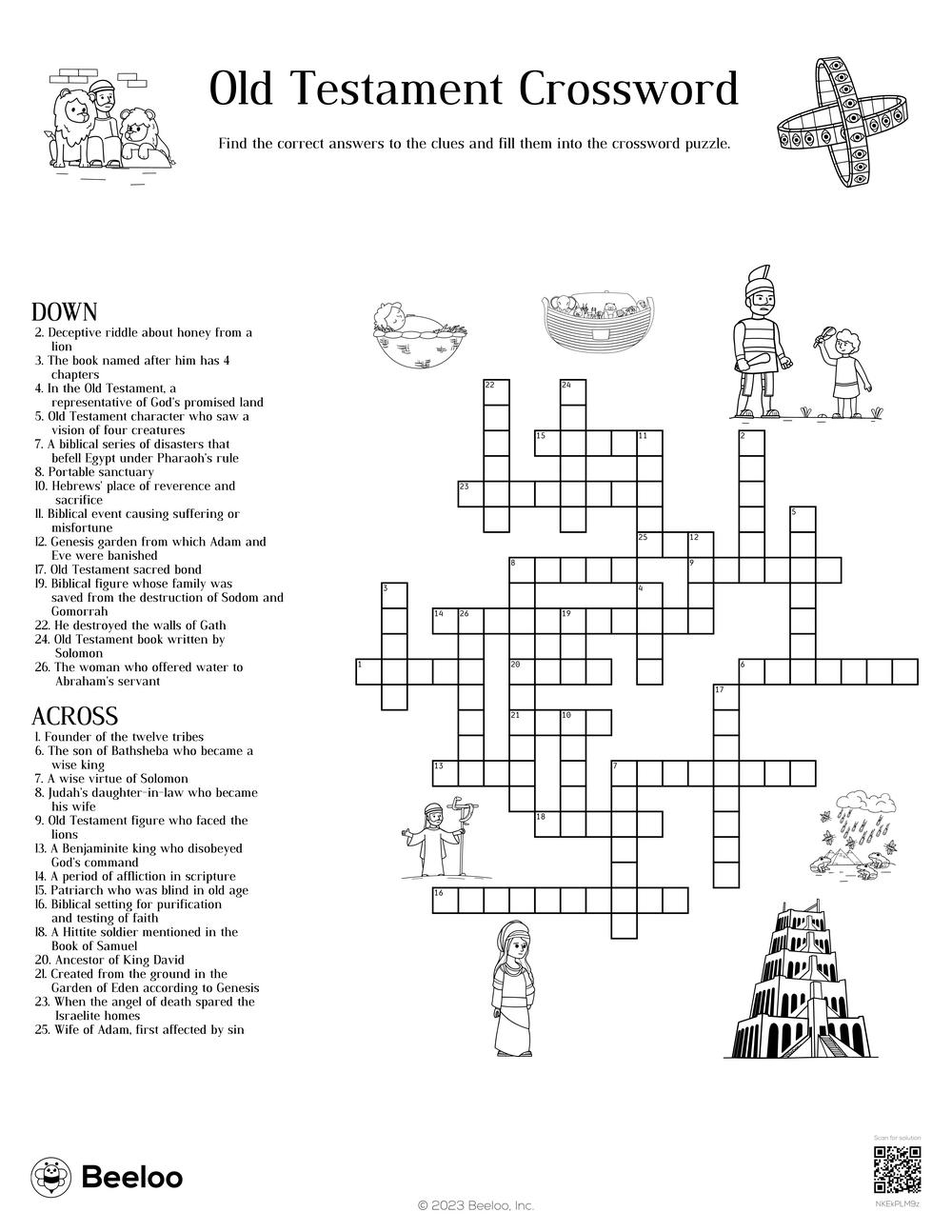 Old Testament Crossword Beeloo Printable Crafts And Activities For Kids