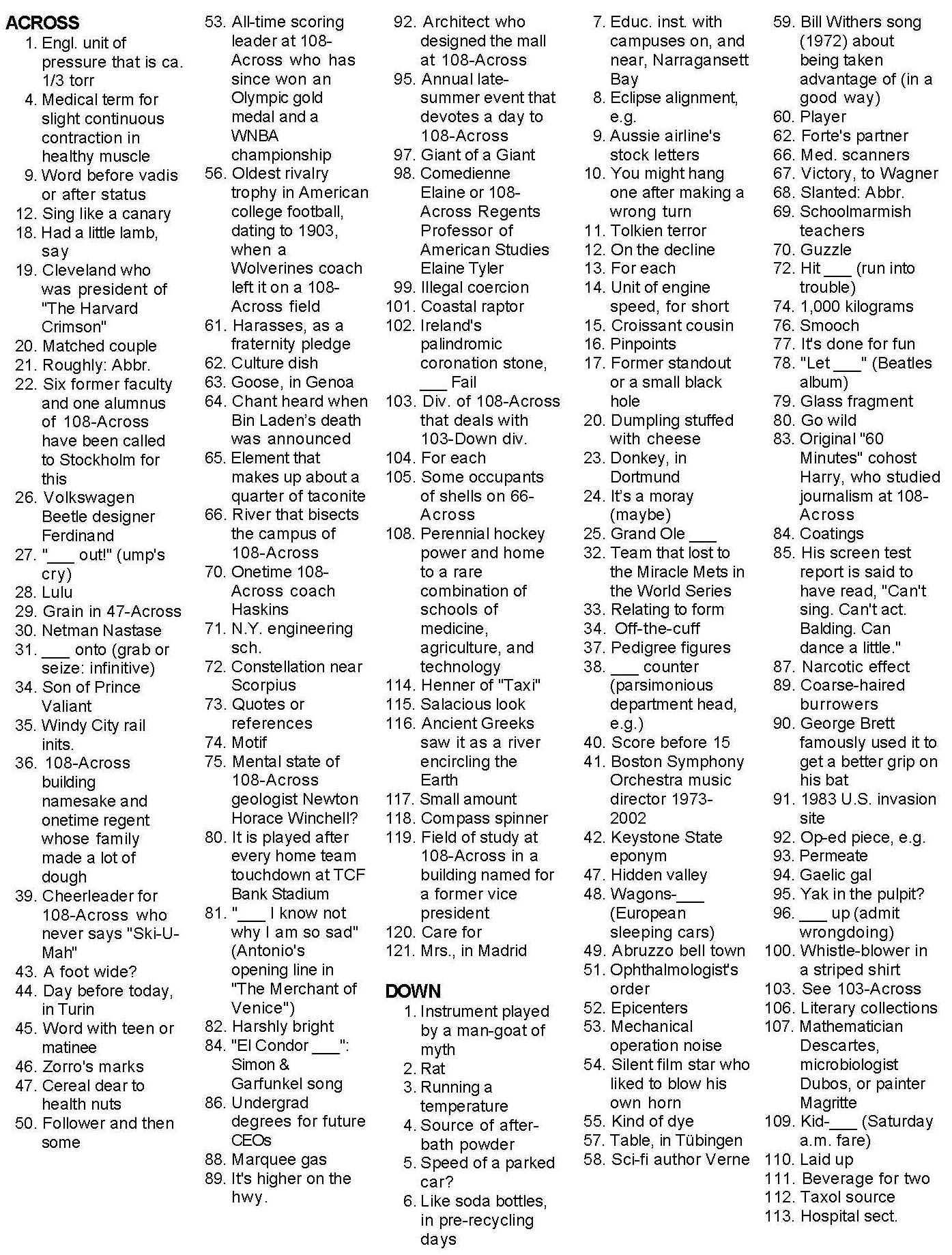 Over The River And Through The Grid Crossword Puzzle