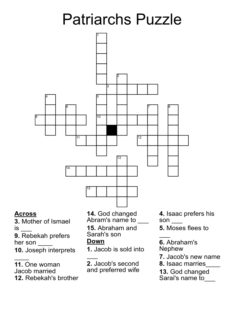 Patriarchs Puzzle Crossword WordMint