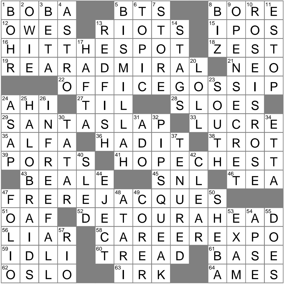 Place For A Seasonal Recital Crossword Clue Archives LAXCrossword