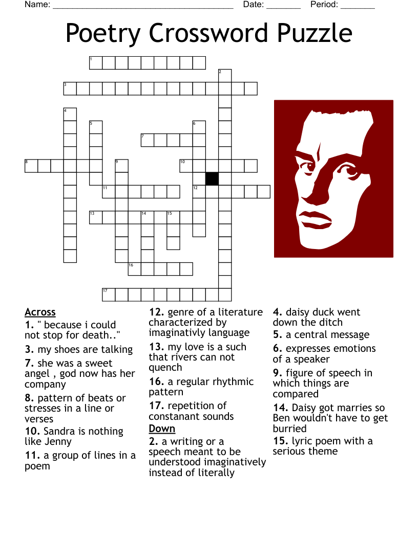 Poetry Crossword Puzzle WordMint Poetry Crossword Puzzle WordMint