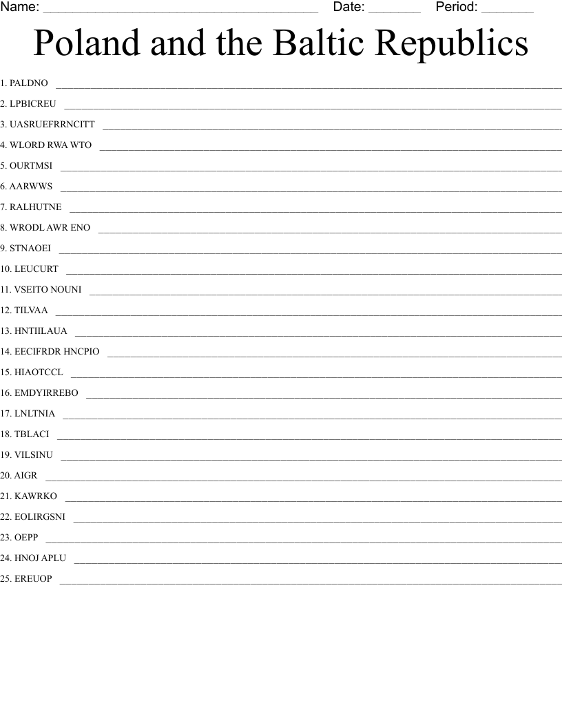 Poland And The Baltic Republics Word Scramble WordMint Poland And The Baltic Republics Word Scramble WordMint