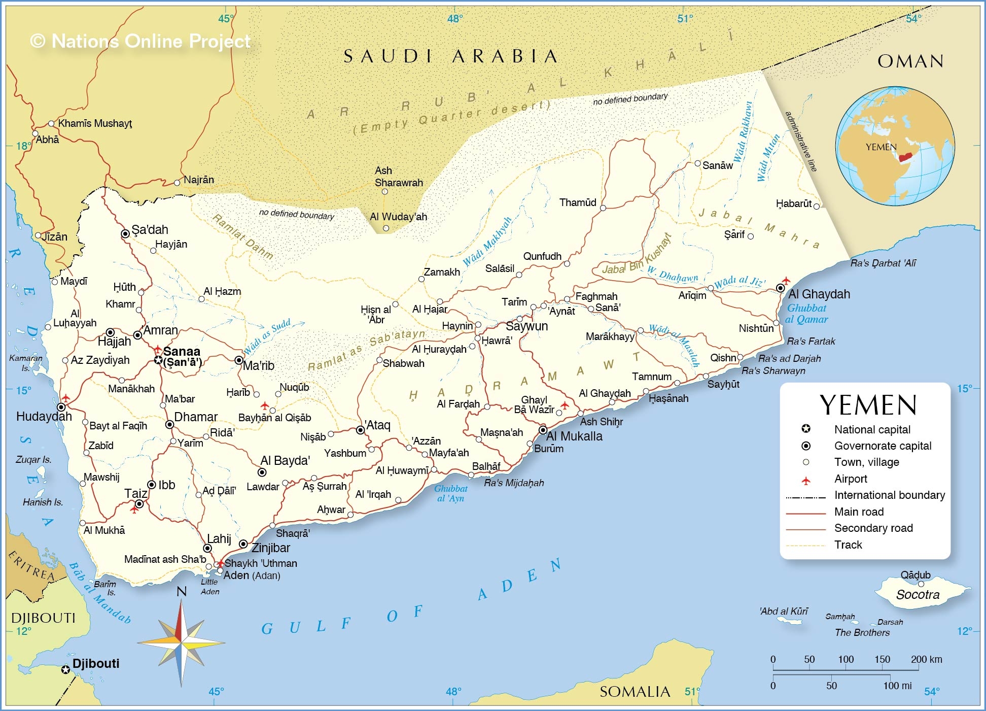 Political Map Of Yemen Nations Online Project