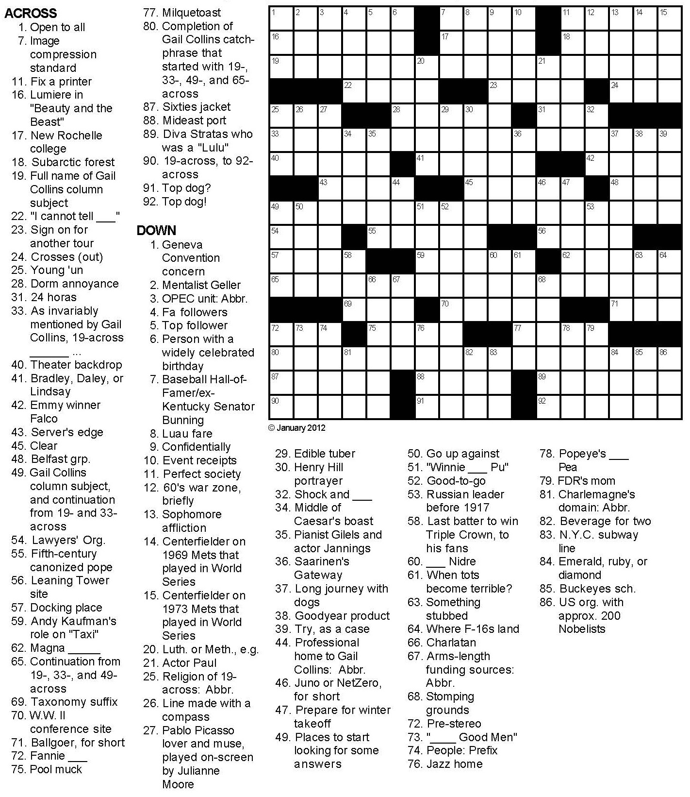 Politics Crossword Puzzle
