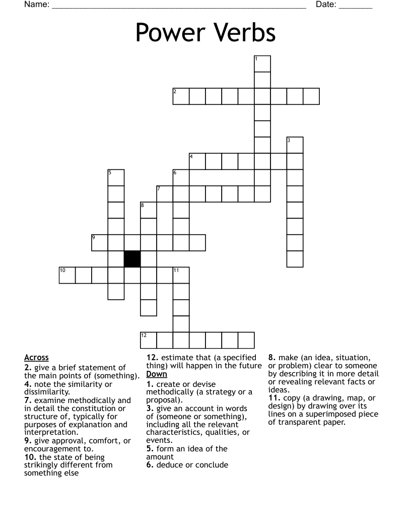Power Verbs Crossword WordMint