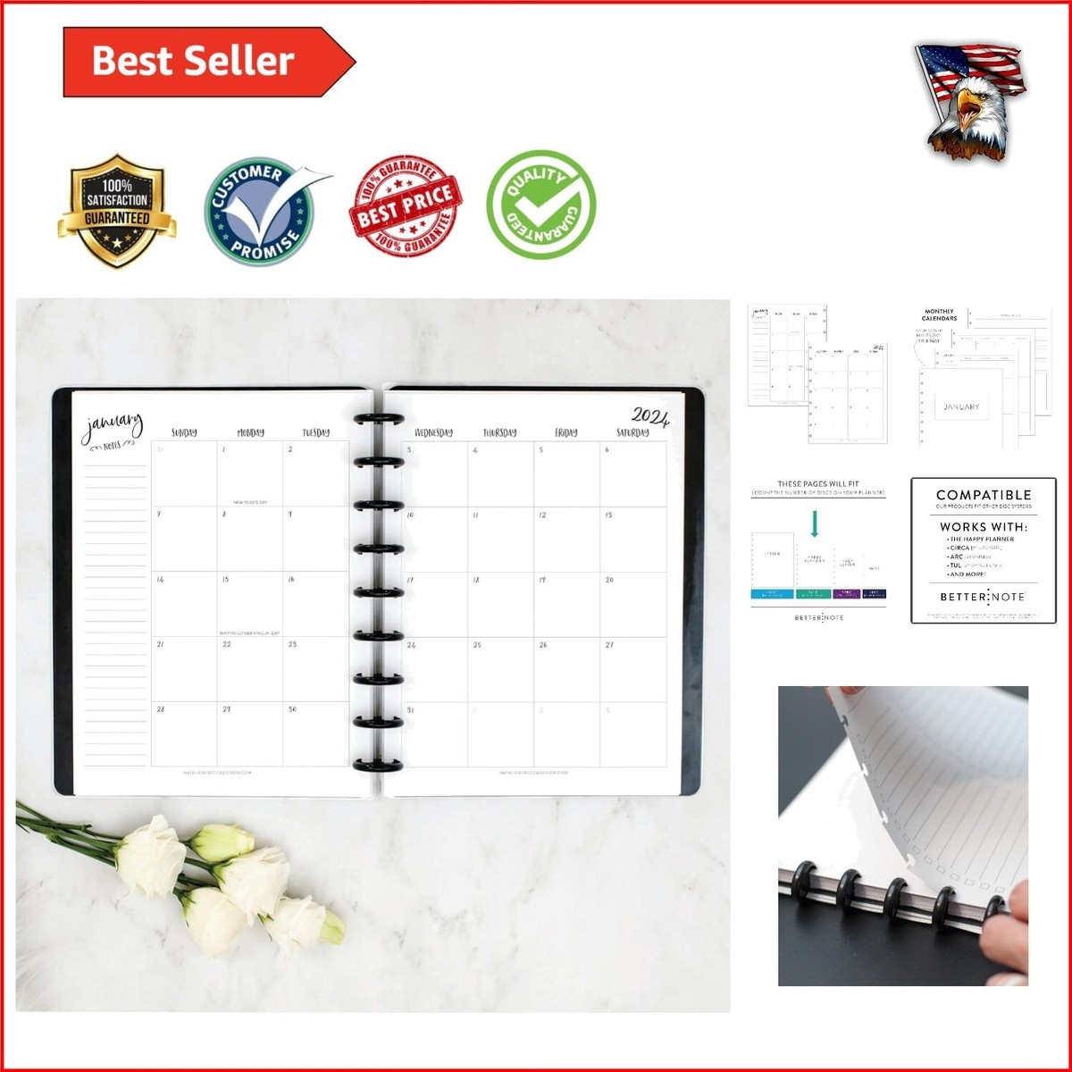 Premium 7x9 25 Calendar Refill For Happy Planner Disc Systems Whimsy EBay