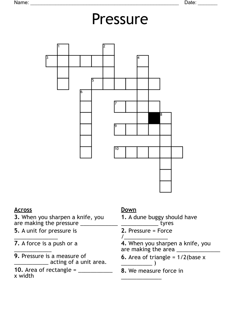 Pressure Crossword WordMint