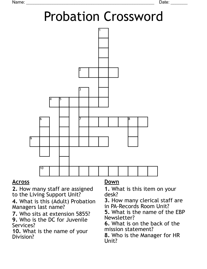 Probation Crossword WordMint