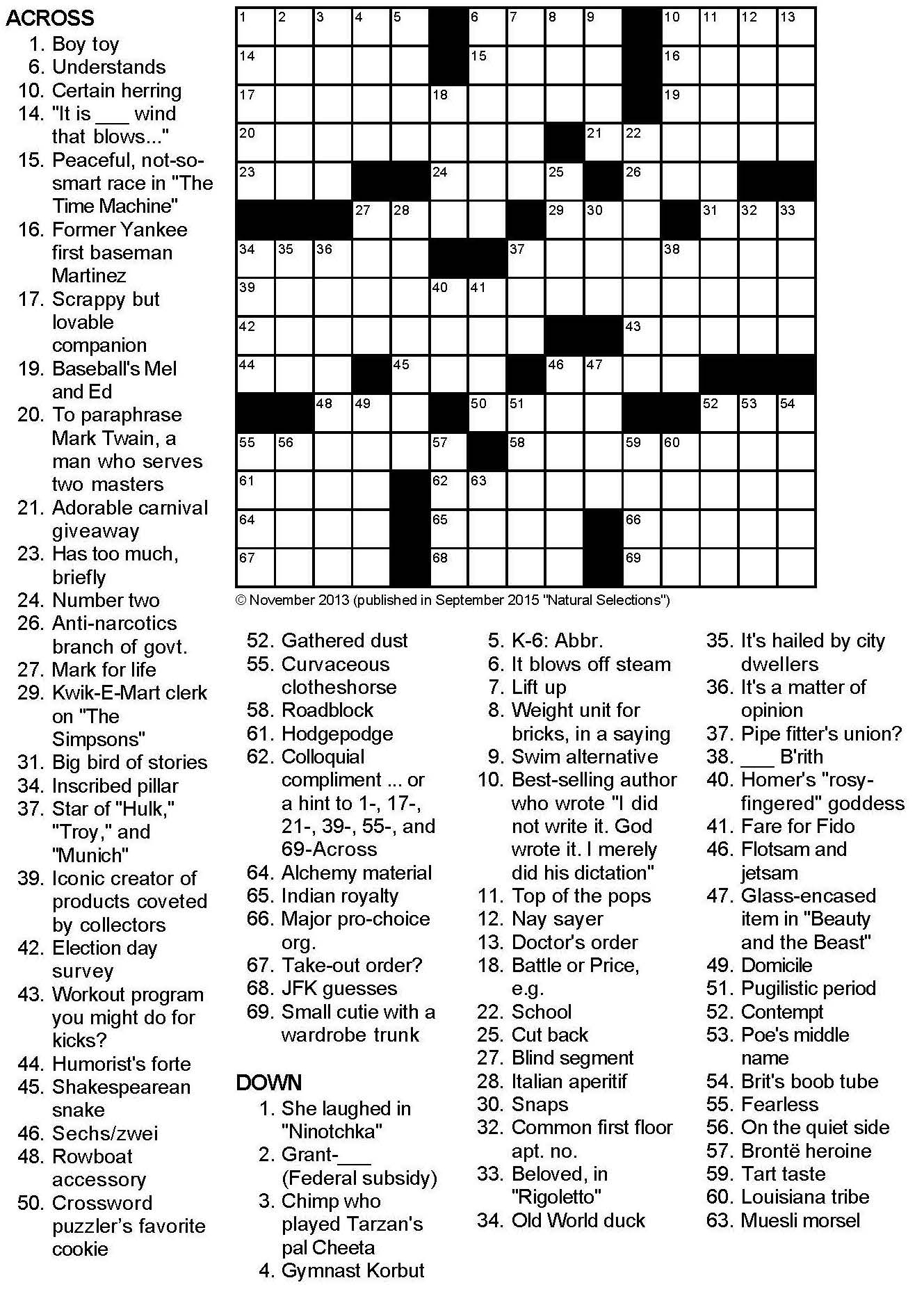 Puzzle To Play With Crossword PUzzle