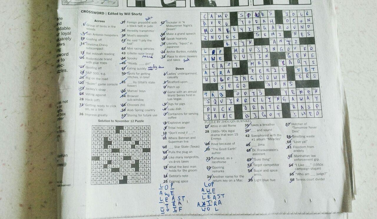 Puzzling Over The New York Times Crossword Puzzle Siew Ann s Style Puzzling Over The New York Times Crossword Puzzle Siew Ann s Style