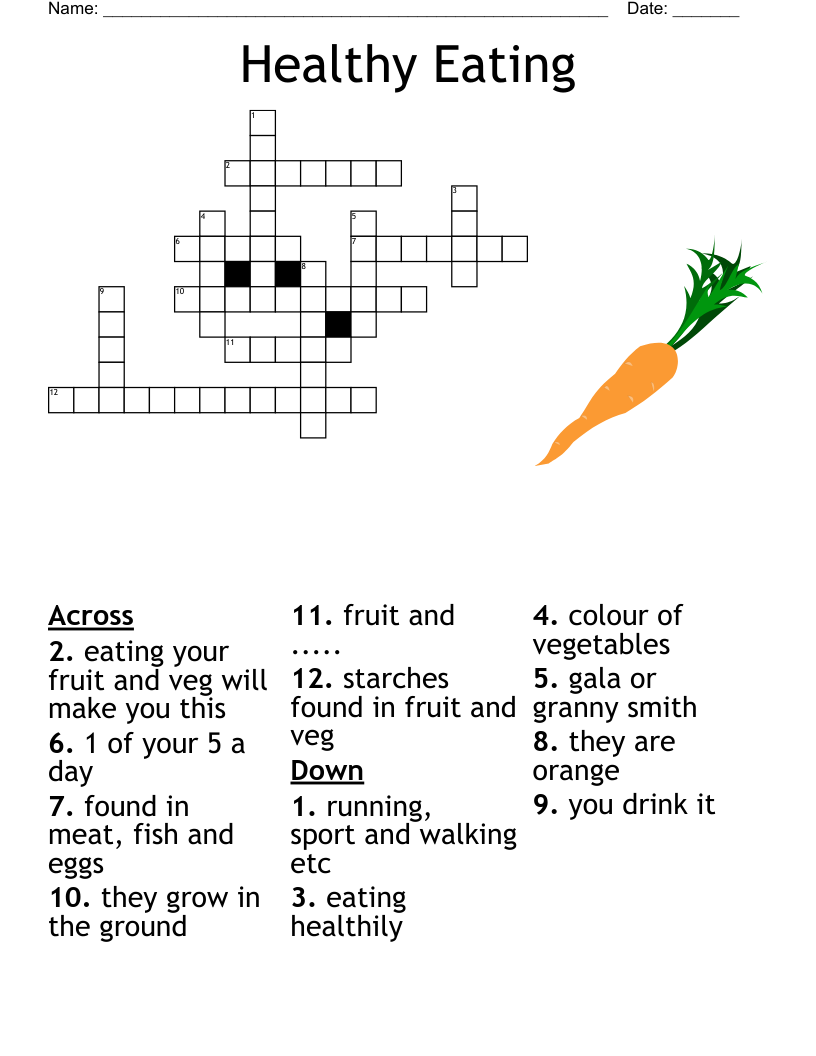 Quick And Easy Healthy Choices Crossword WordMint