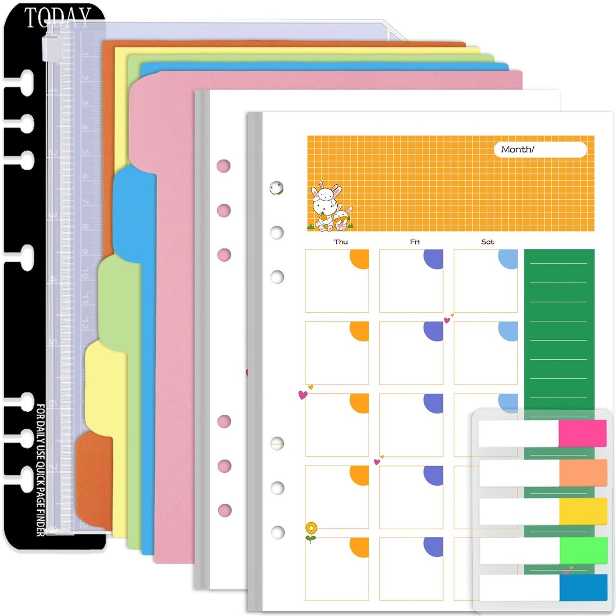 Rancco A5 Planner Inserts Monthly Planner Refills 90 Pages Colorful 6 Ring L EBay