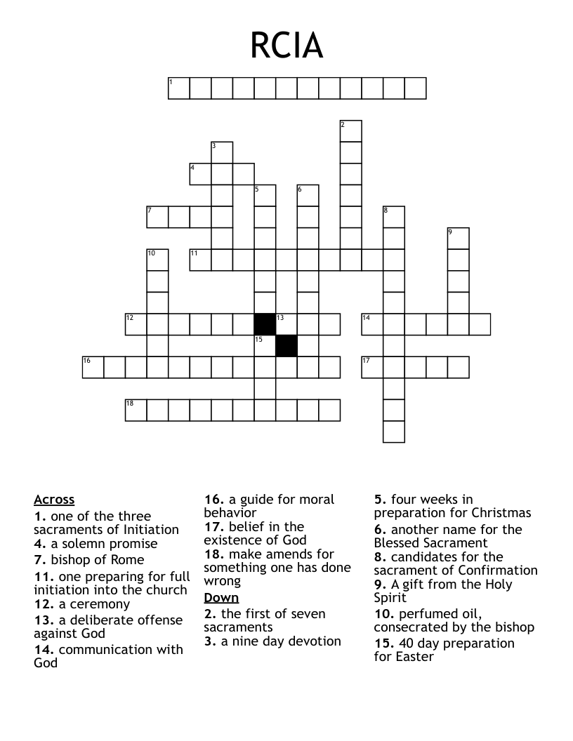 RCIA Crossword WordMint