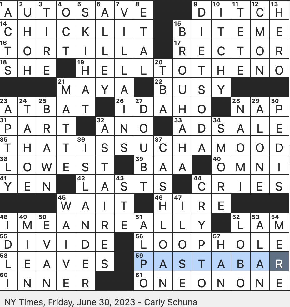 Rex Parker Does The NYT Crossword Puzzle June 2023
