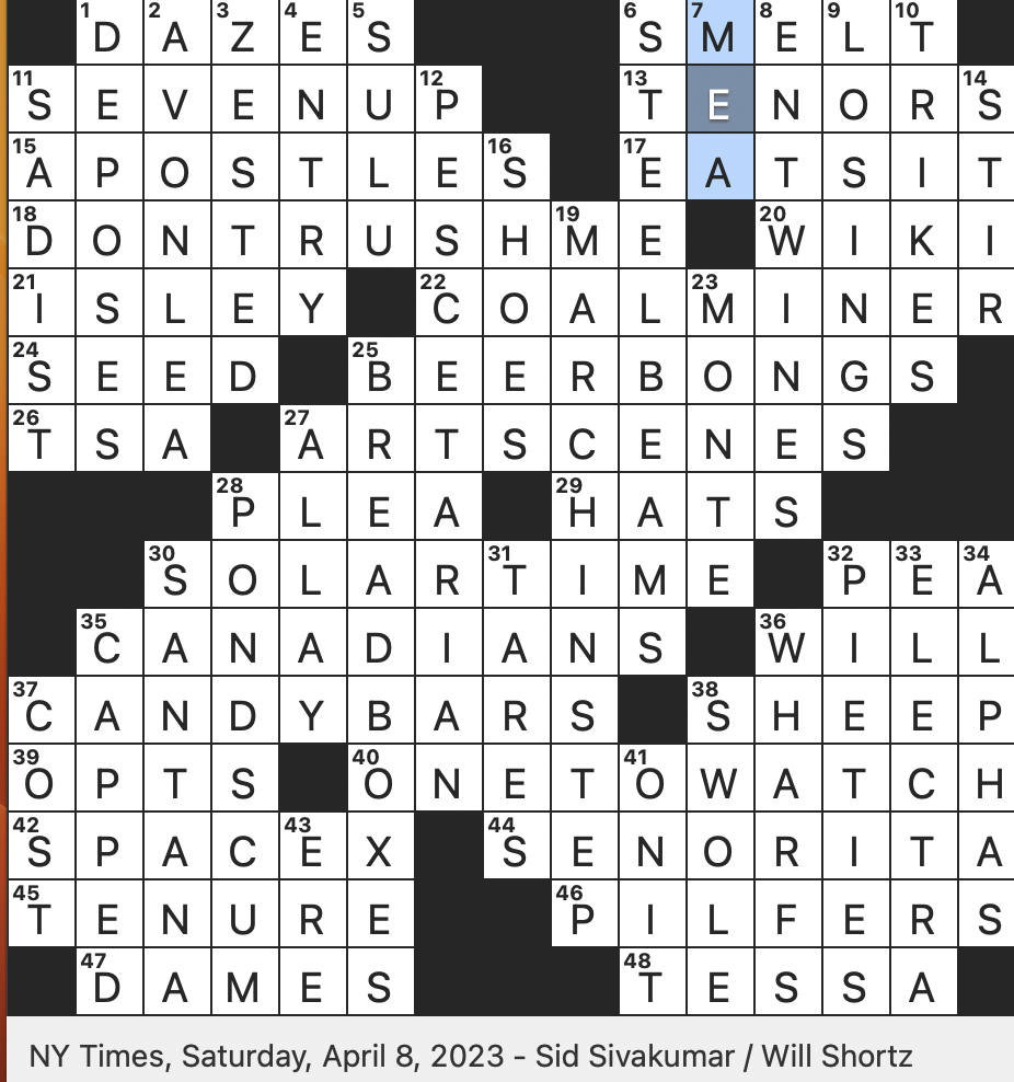 Rex Parker Does The NYT Crossword Puzzle Metaphor For One s Personal Perspective SAT 4 8 23 2019 Chart topper For Shawn Mendes And Camila Cabello Source Of Masago In Japanese Cuisine 