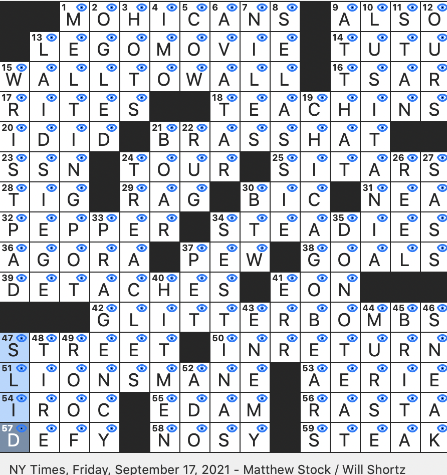 Rex Parker Does The NYT Crossword Puzzle Monkey Head Mushroom By Another Name FRI 9 17 21 Group Whose Name Means The People Of The Waters That Are Never Still Brand