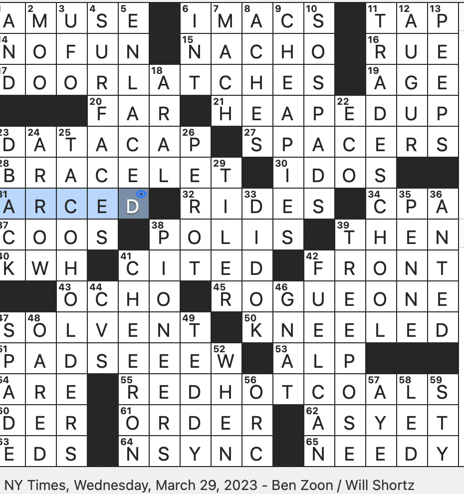 Rex Parker Does The NYT Crossword Puzzle Prelude To Bandwidth Throttling WED 3 29 23 Ernst Who Studied Sonic Booms Thai Dish That Translates As Fried With Soy Sauce Yogi s
