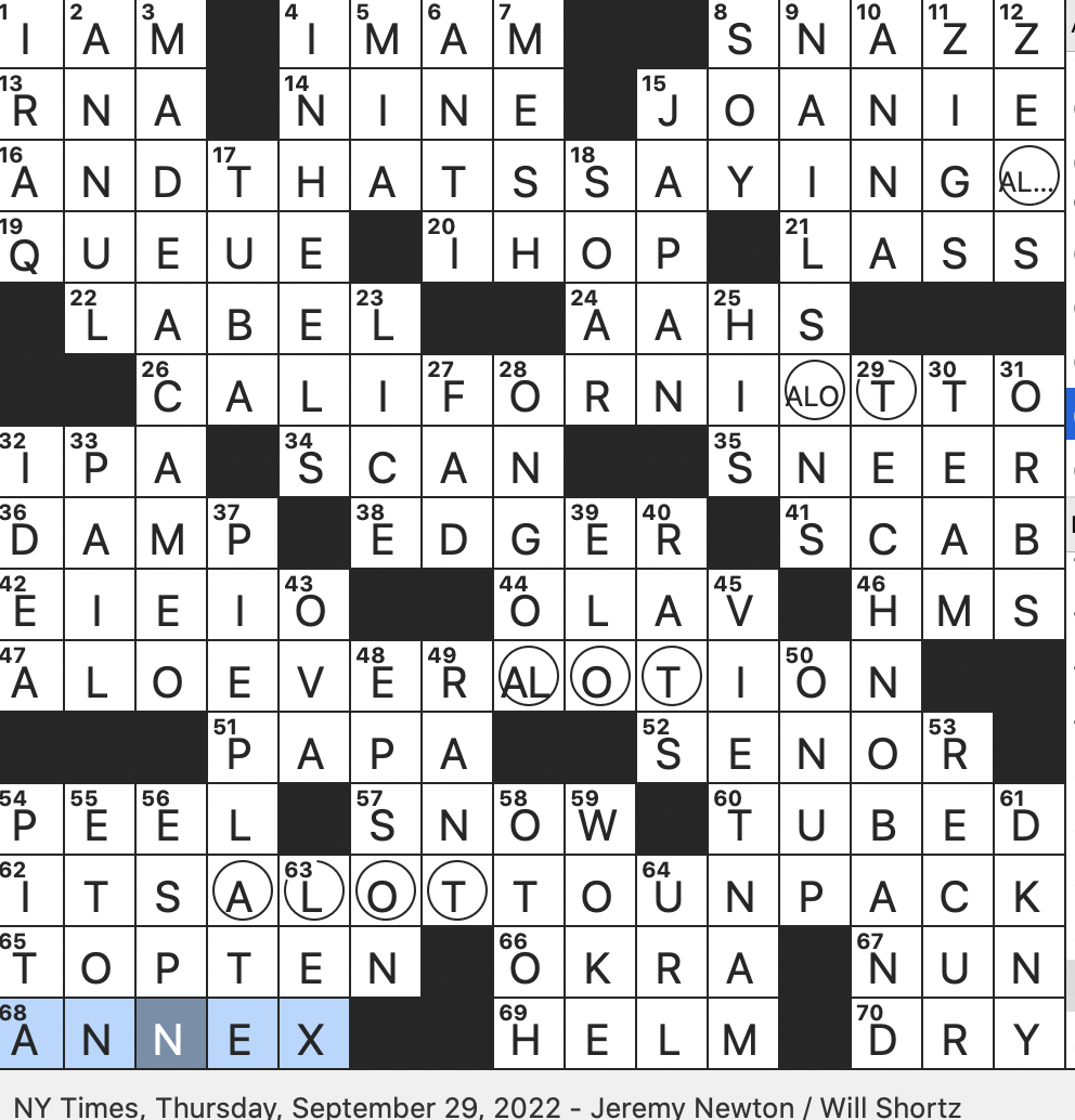 Rex Parker Does The NYT Crossword Puzzle So Many Layers Here Or A Hint To The Circled Squares THU 9 29 22 How Many Salsa Dancers Dance God knows where Casually Tweeter s