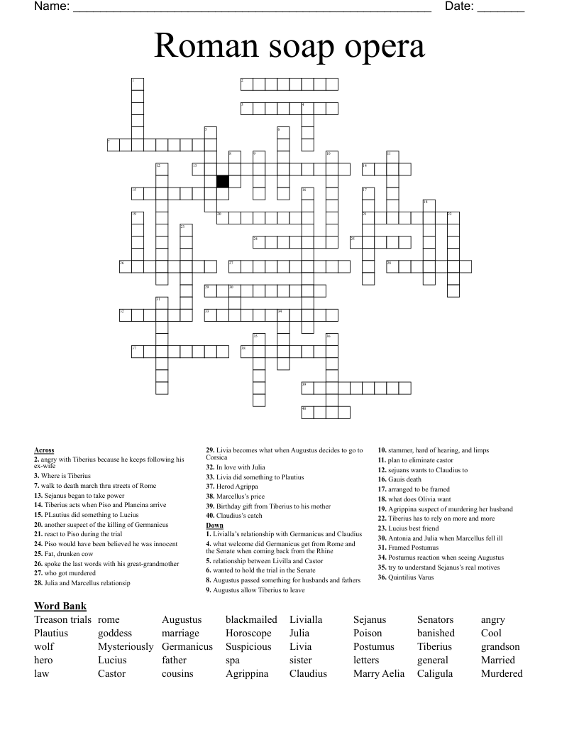 Roman Soap Opera Crossword WordMint