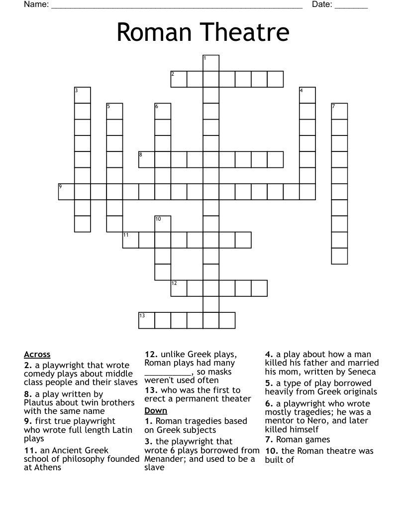 Roman Theatre Crossword WordMint