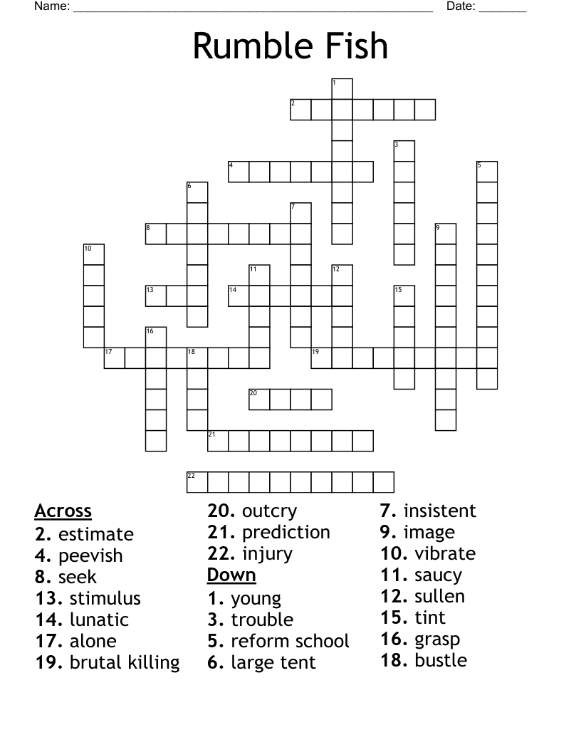Rumble Fish Crossword WordMint