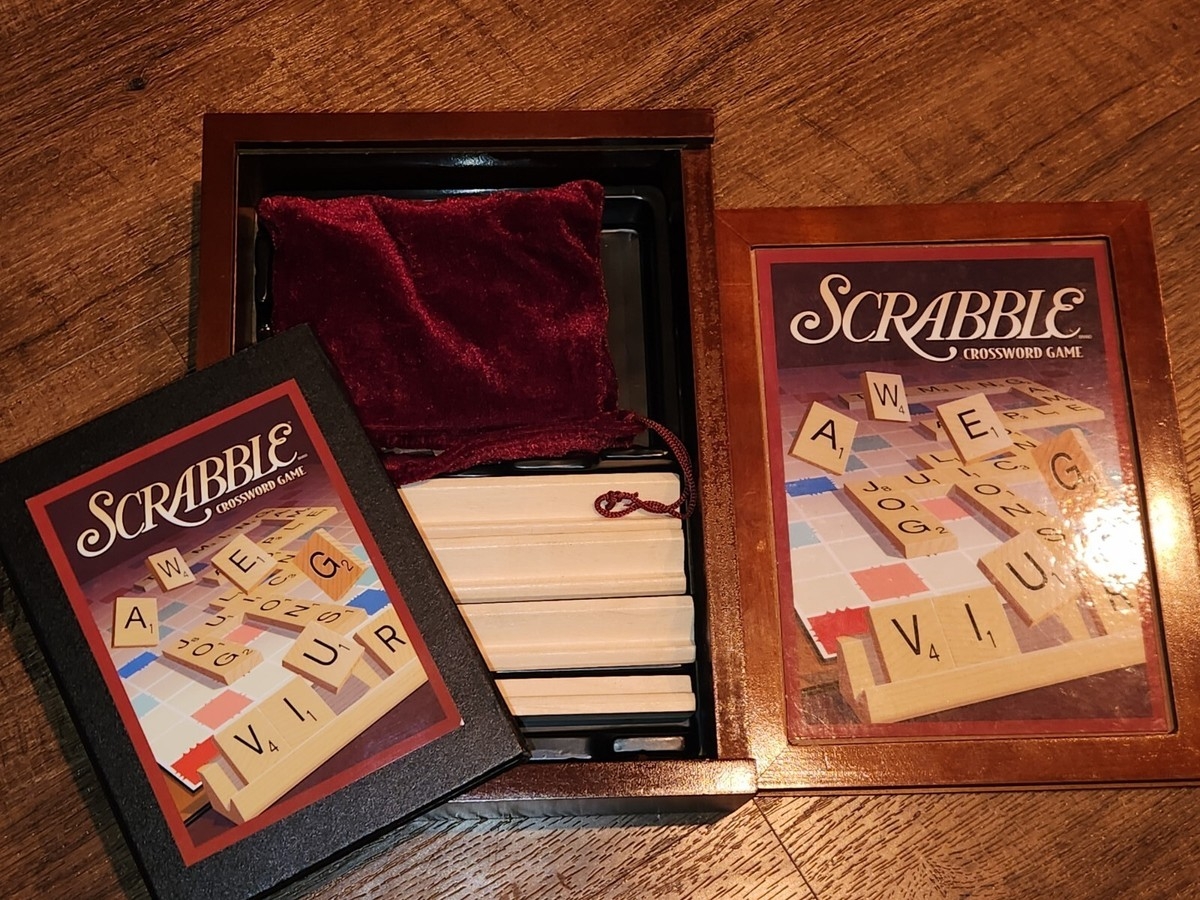 Scrabble Wooden Box Bookshelf Edition Vintage Collection EBay