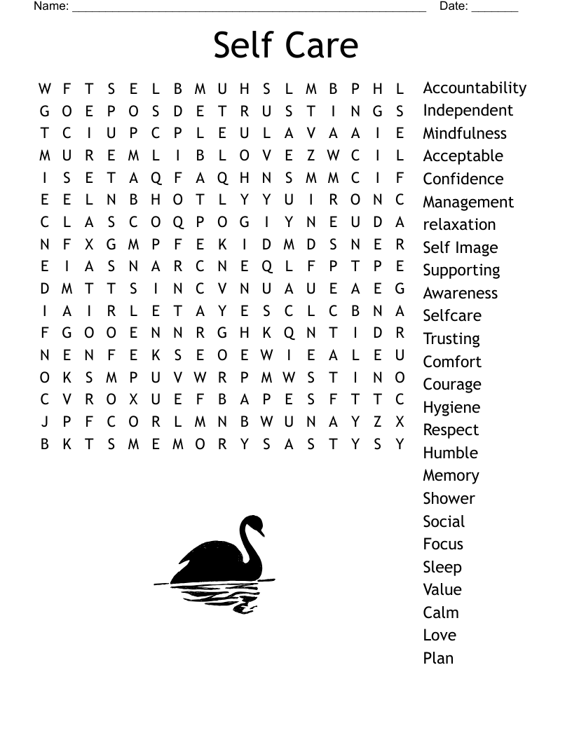 Self Care Coping Skills Crossword WordMint