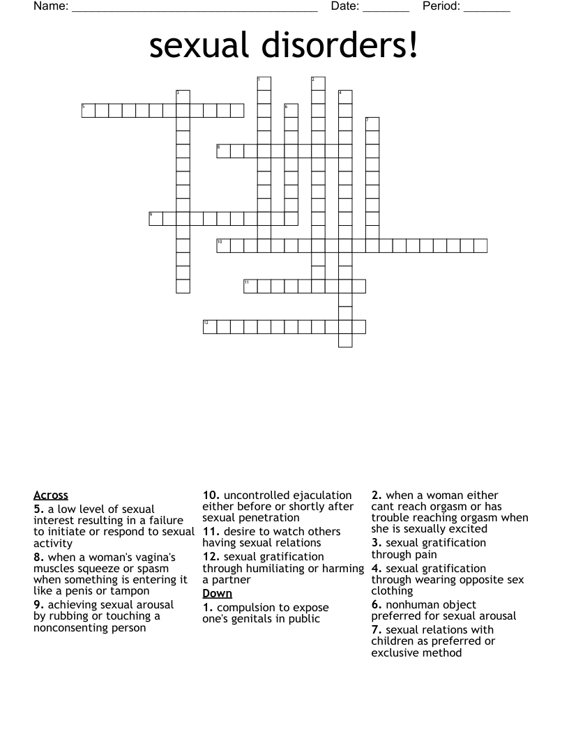 Sexual Disorders Crossword WordMint Sexual Disorders Crossword WordMint