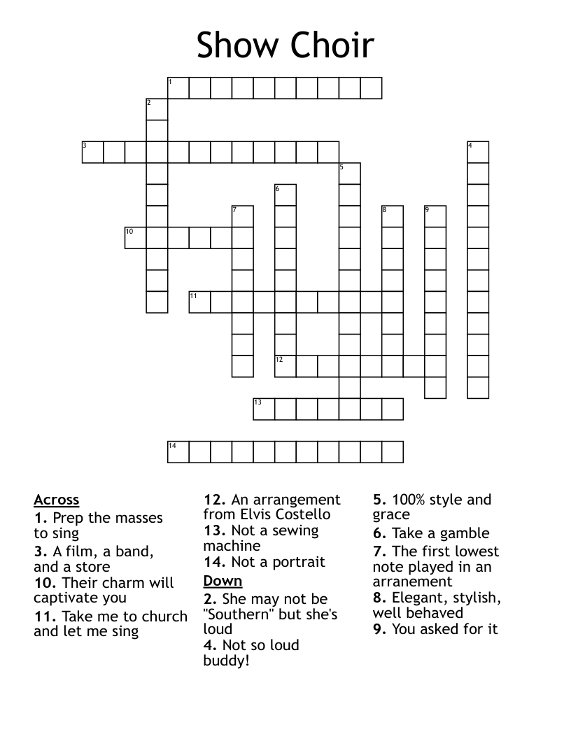 Show Choir Crossword WordMint