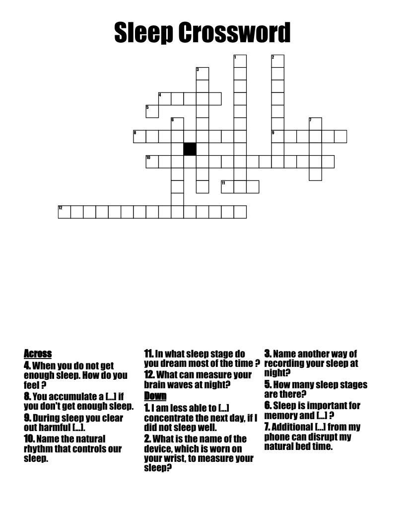 Sleep Crossword WordMint Sleep Crossword WordMint