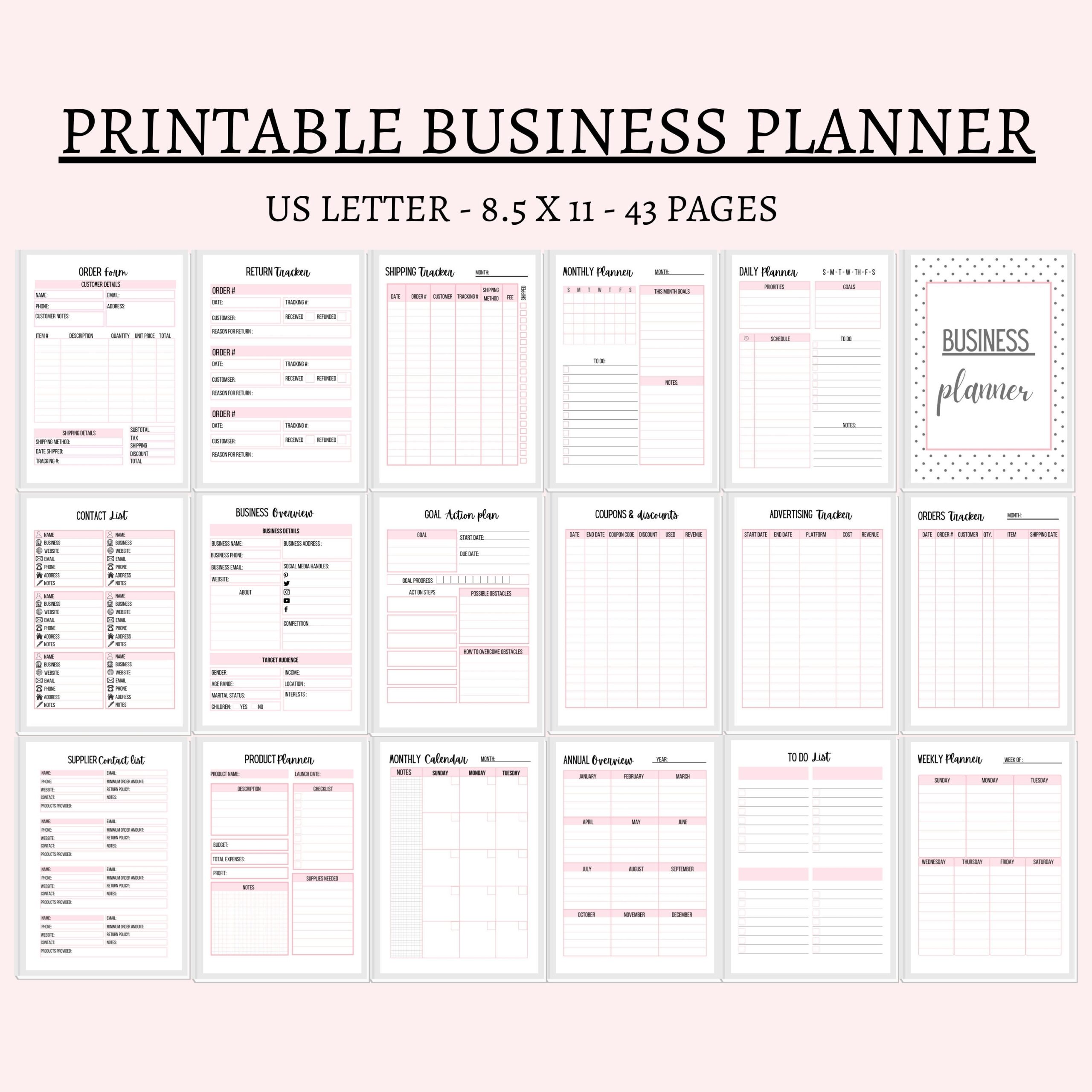 Small Business Planner Printable US Letter Organizer PDF Etsy
