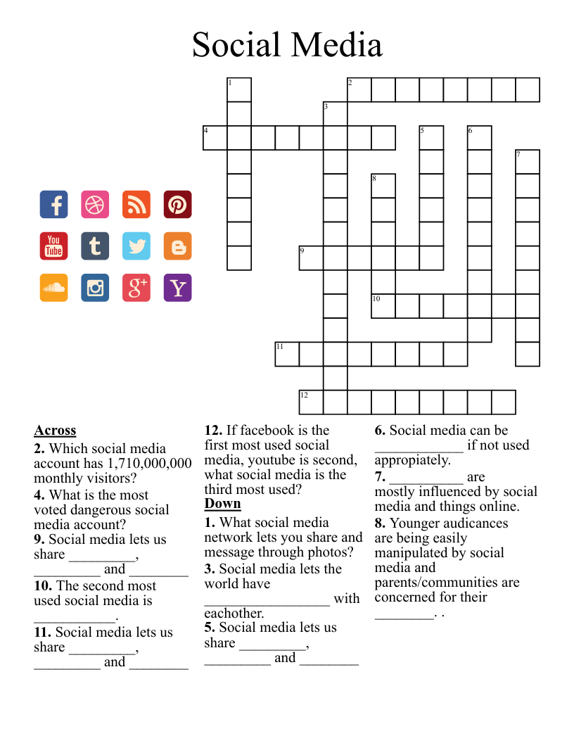 Social Media Crossword WordMint