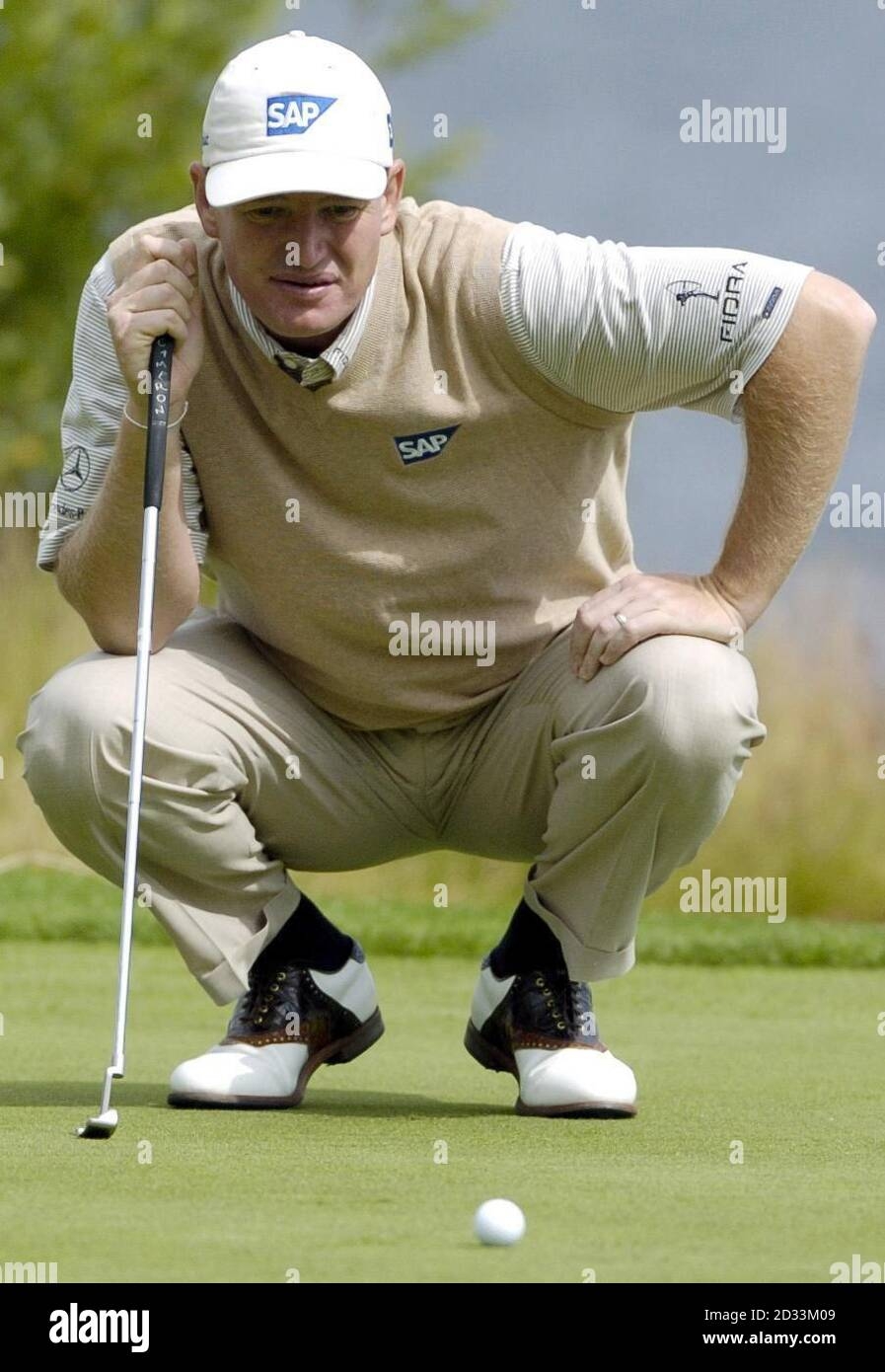 South African Ernie Els Putting On Seventh Green During Practice Day At The Barclays Scottish Open At Loch Lomond Golf Course Stock Photo Alamy