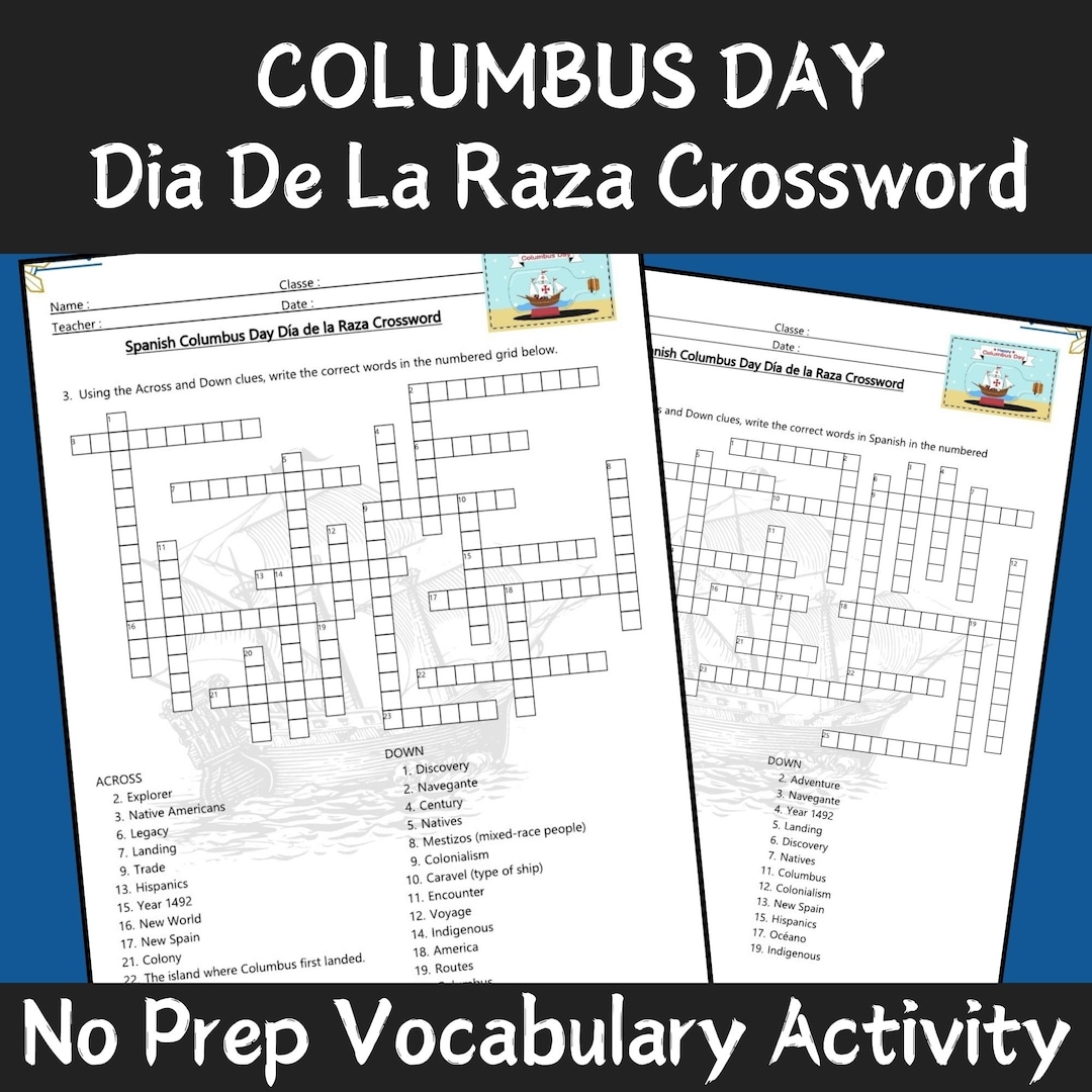 Spanish Columbus Day Vocabulary Crossword Worksheets Printable Activity For D a De La Raza Answer Keys Etsy Spanish Columbus Day Vocabulary Crossword Worksheets Printable Activity For D a De La Raza Answer Keys Etsy