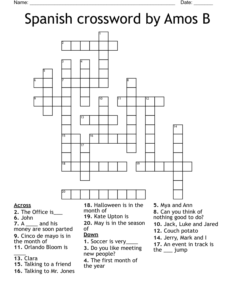 Spanish Crossword By Amos B WordMint Spanish Crossword By Amos B WordMint