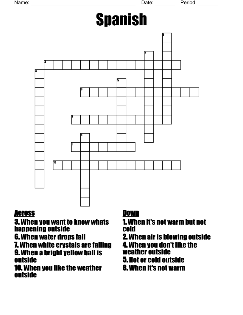 Spanish Crossword WordMint
