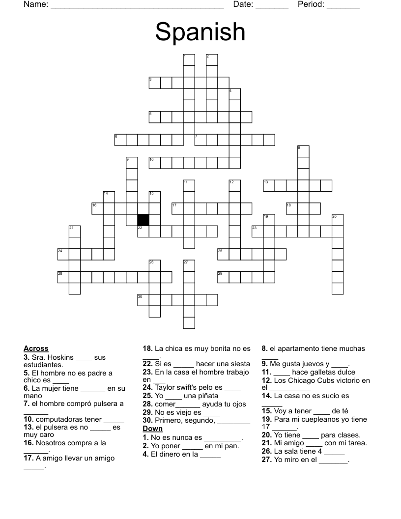 Spanish Crossword WordMint
