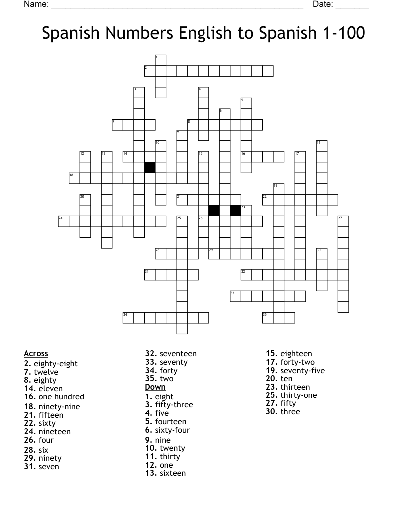 Spanish Numbers English To Spanish 1 100 Crossword WordMint Spanish Numbers English To Spanish 1 100 Crossword WordMint