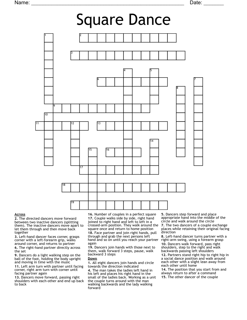 Square Dance Crossword WordMint Square Dance Crossword WordMint