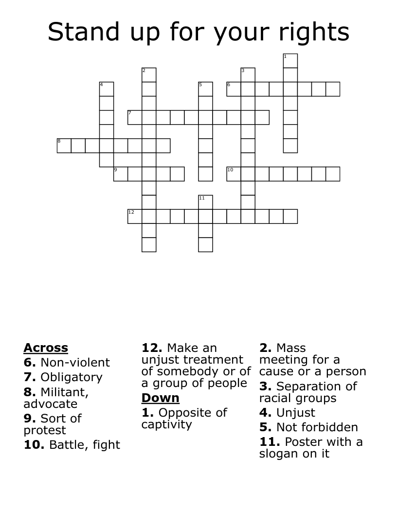 Stand Up For Your Rights Crossword WordMint