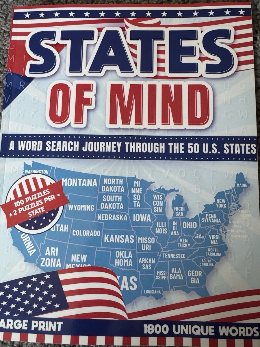 States Of Mind Large Print Word Search About USA States 100 Puzzles 1800 Words EBay