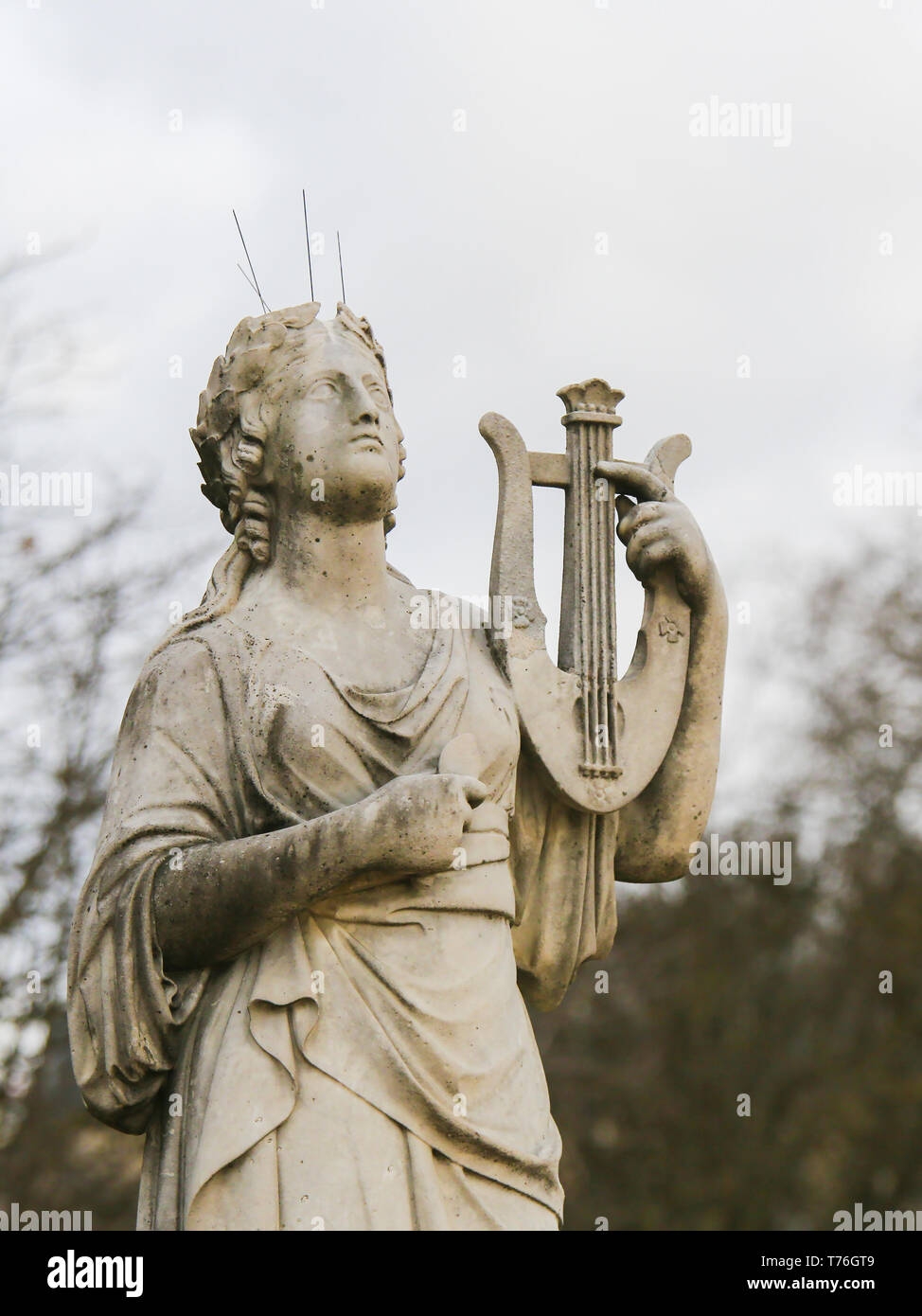 Statue Of Calliope In Greek Mythology The Muse Who Presides Over Eloquence And Epic Poetry Holding A Lyre In The Jardin De Luxembourg Paris France Stock Photo Alamy