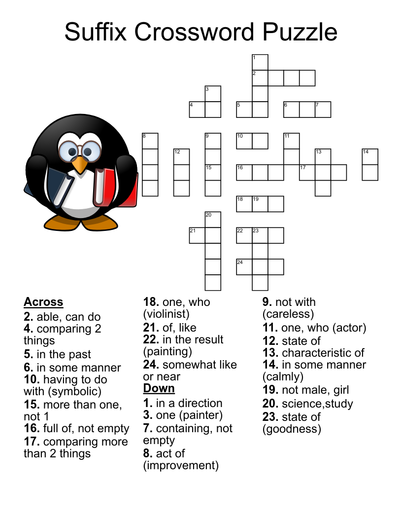 Suffix Crossword Puzzle WordMint