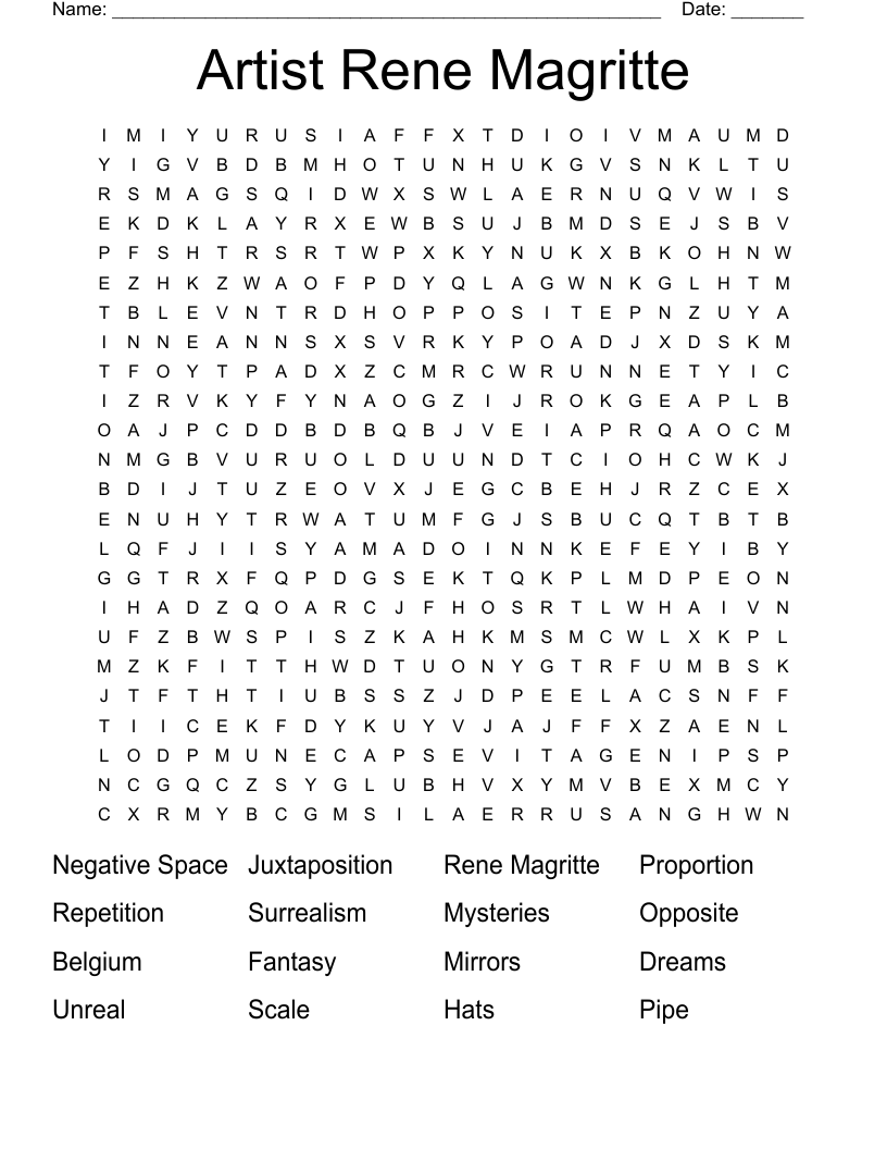 Surrealism Word Search WordMint