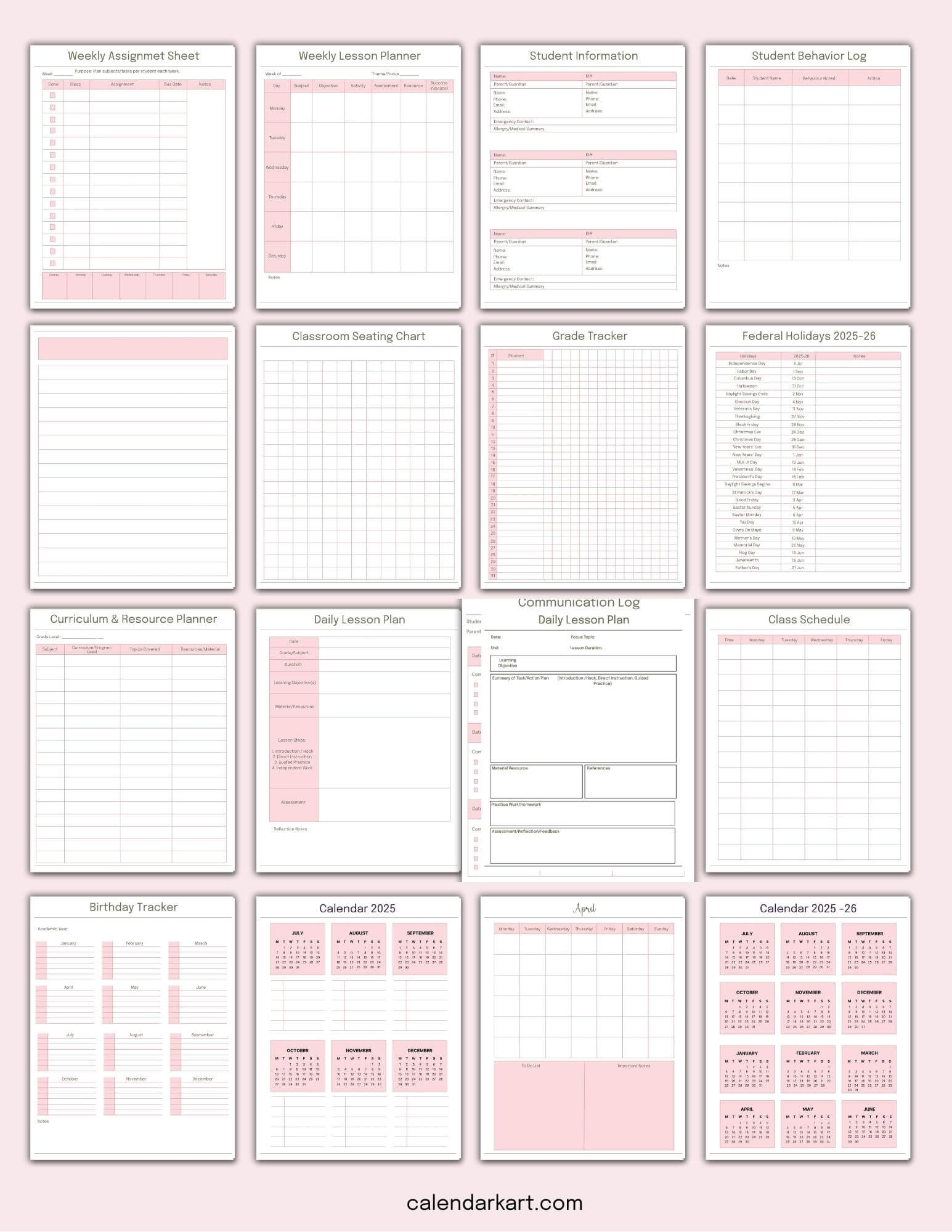 Teacher Planner Template 2025 2026 Free PDF CalendarKart