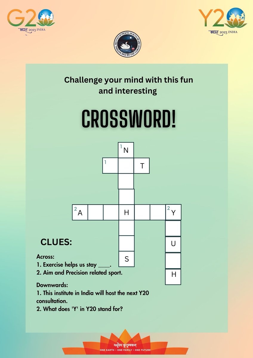 Tease Your Brain With This Maze Of Clues Challenge Your Wits With The Y20India Crossword Puzzle Y20 Y20Consultation G20India Tease Your Brain With This Maze Of Clues Challenge Your Wits With The Y20India Crossword Puzzle Y20 Y20Consultation G20India