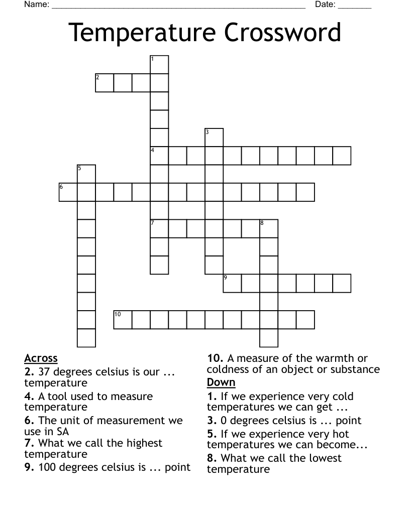 Temperature Crossword WordMint